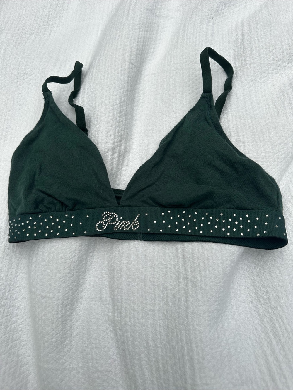 PINK Victoria's Secret Black Rhinestone Logo Bralette